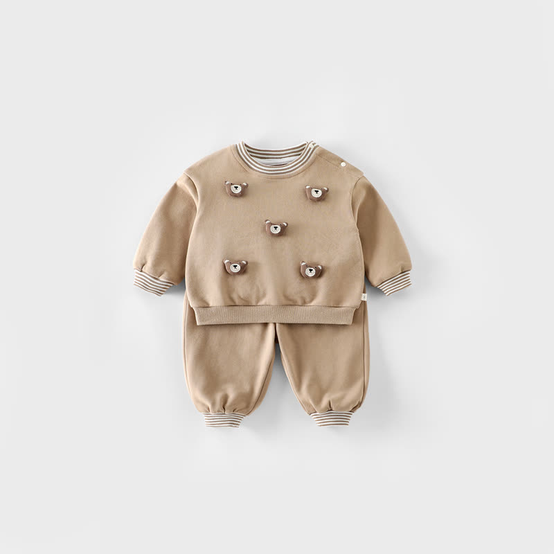 2-teiliges Set aus Sweatshirt und Jogginghose mit Streifen und Streifenbesatz für Baby und Kleinkind - Beige - 4-5J - image 3