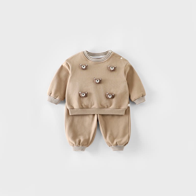 2-teiliges Set aus Sweatshirt und Jogginghose mit Streifen und Streifenbesatz für Baby und Kleinkind - Beige - 4-5J - image 3