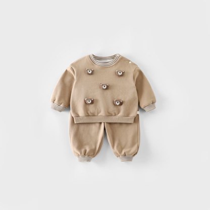 2-teiliges Set aus Sweatshirt und Jogginghose mit Streifen und Streifenbesatz für Baby und Kleinkind - Beige - 4-5J - image 3
