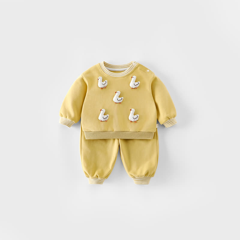 2-teiliges Set aus Sweatshirt und Jogginghose mit Streifen und Streifenbesatz für Baby und Kleinkind - Gelb - 4-5J - image 4