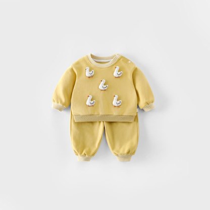 2-teiliges Set aus Sweatshirt und Jogginghose mit Streifen und Streifenbesatz für Baby und Kleinkind - Gelb - 4-5J - image 4