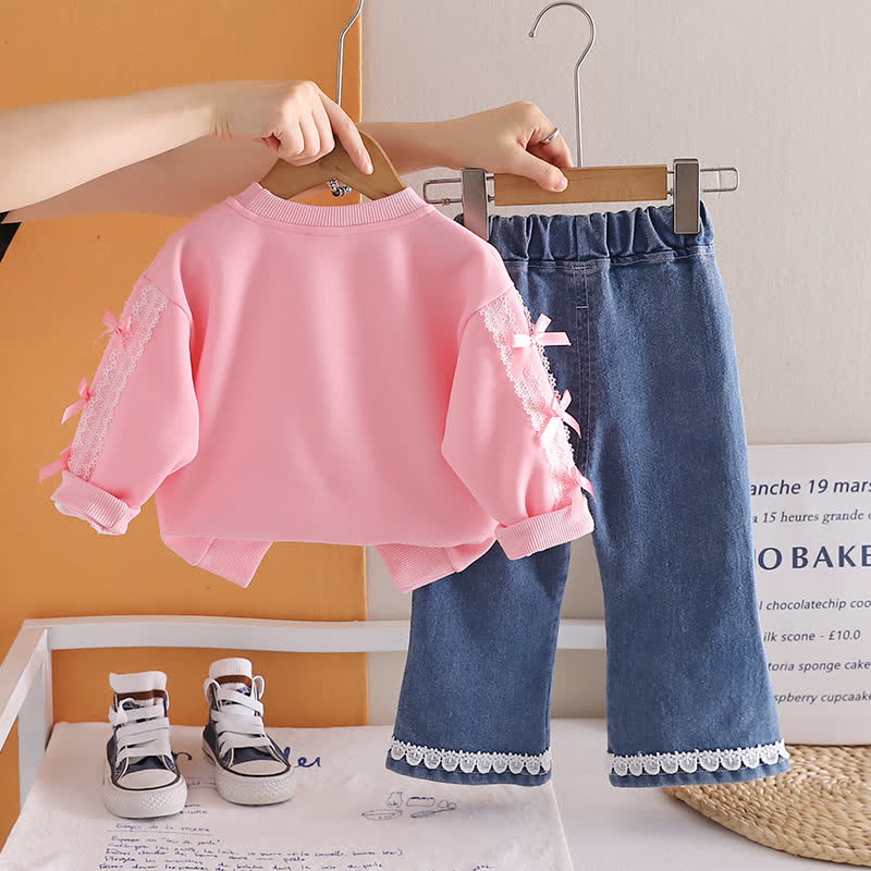 2-teiliges Set für Baby und Babys : Tüll Sweatshirt mit Herz und Denim - image 4