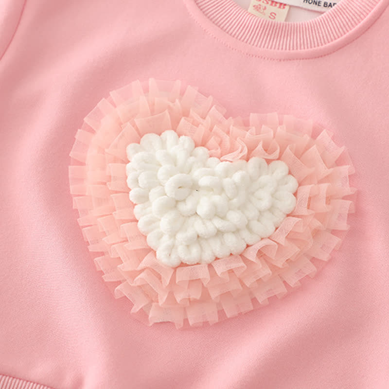 2-teiliges Set für Baby und Babys : Tüll Sweatshirt mit Herz und Denim - image 6