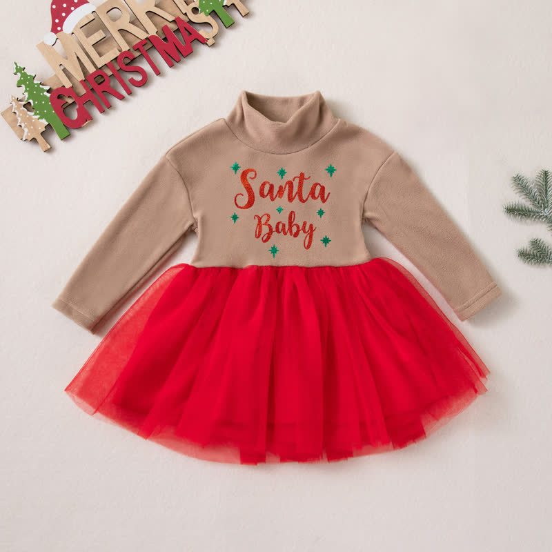 Baby Kleid Rollkragen Tüll Weihnachten - Roter Slogan - 2-3J - image 2