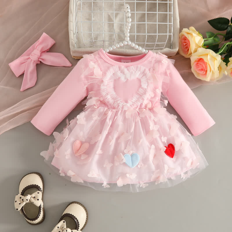 Baby Mädchen Tüll mit Blumen und Herz - Pfirsichrosa - 12-18M - image 5