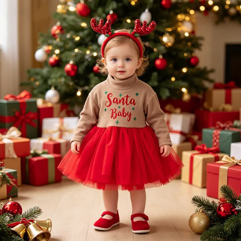Baby Kleid Rollkragen Tüll Weihnachten - image 1