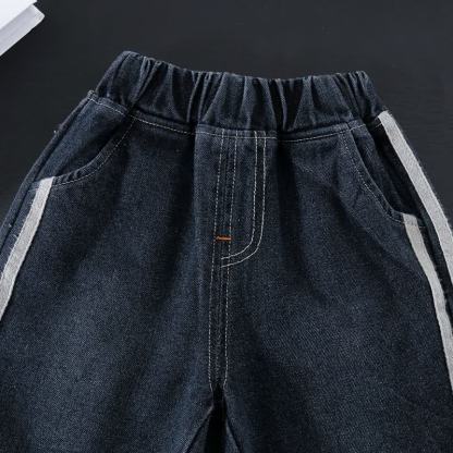 3-teiliges Denim Set für Baby und Jungen mit Streifenbesatz - image 12