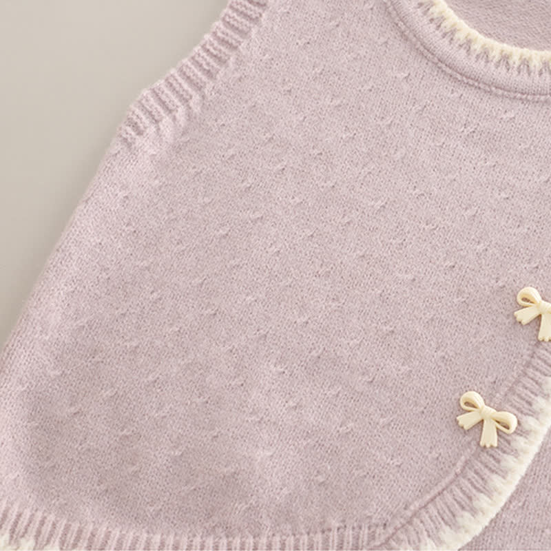 3-teiliges Stricken Set für Kleinkind und Baby , Mädchen mit Schleife - image 6