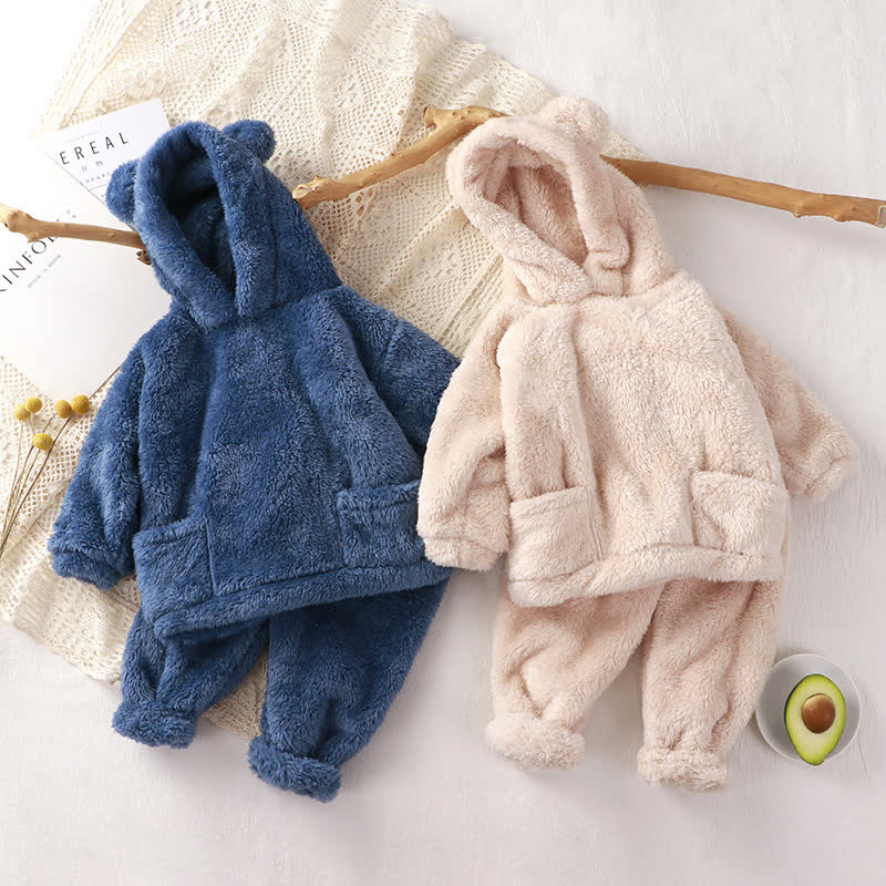 Baby Kleinkind - Vlies Loungewear- Set mit Bärenohren und Kapuze, 2-teilig - image 1