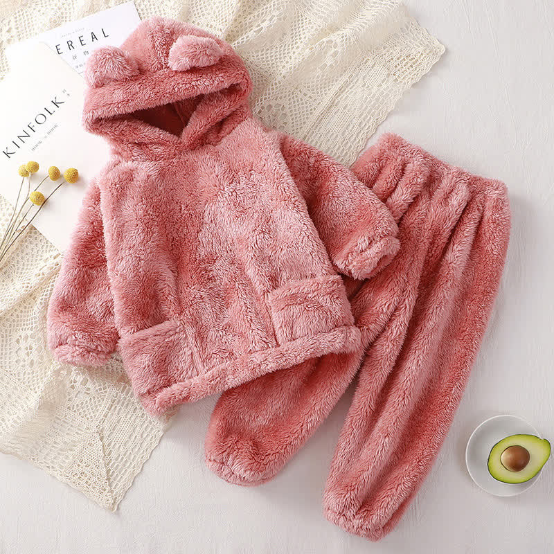 Baby Kleinkind - Vlies Loungewear- Set mit Bärenohren und Kapuze, 2-teilig - Rosa - 4-5J - image 3