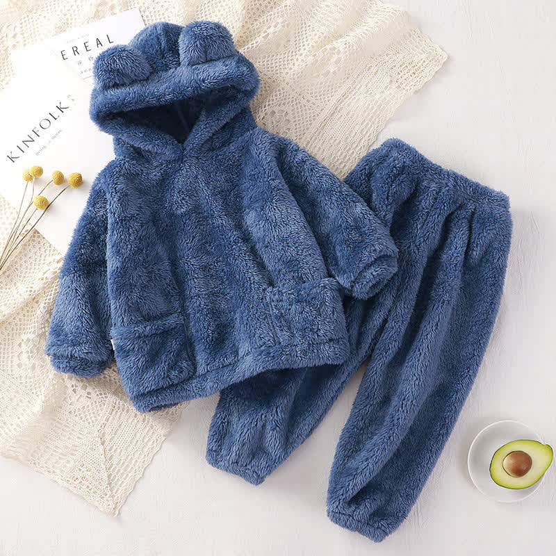 Baby Kleinkind - Vlies Loungewear- Set mit Bärenohren und Kapuze, 2-teilig - Blau - 4-5J - image 5