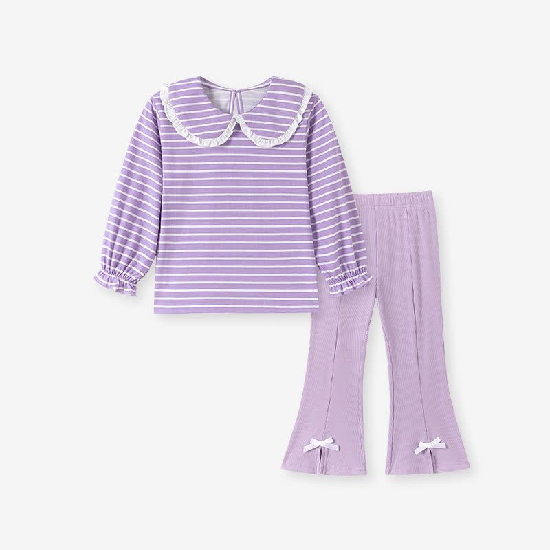 2-teiliges Set für Kleinkind : Lila gestreiftes Spitze und Hose - Lila - 7Y - image 2