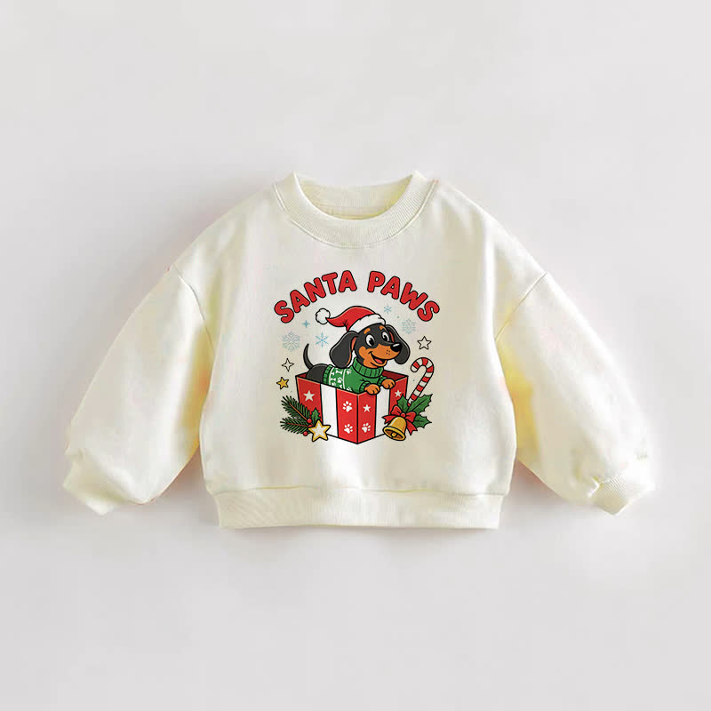SANTA PAWS Baby Kleinkind Weihnachten Dackel Creme Sweatshirt - Creme - 3-5J - image 1
