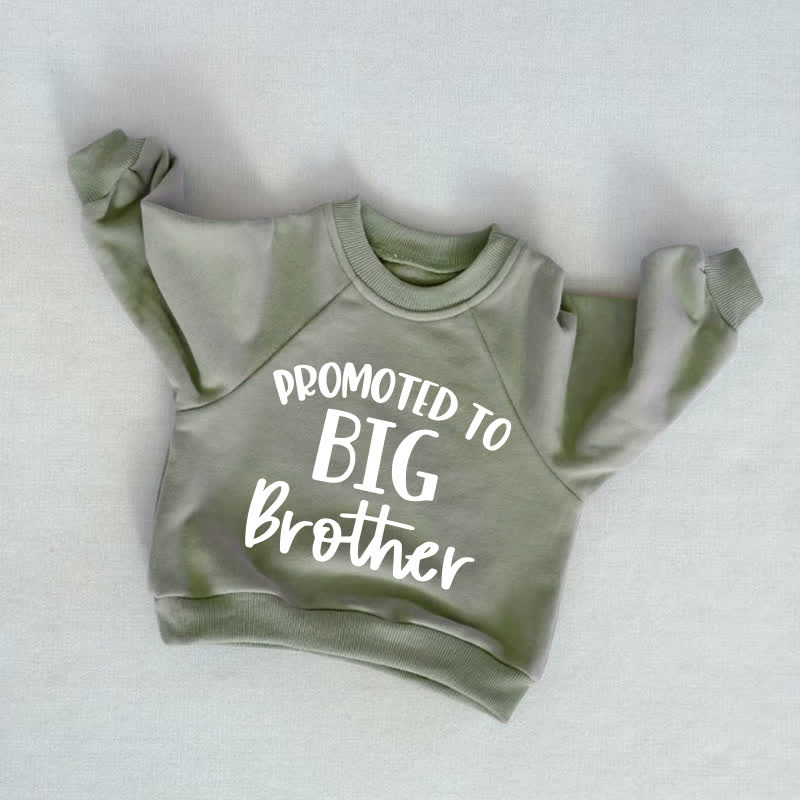 PROMOTED TO BIG BROTHER Baby Kleinkind Grau Grün Sweatshirt - Grau Grün - 3-5J - image 1