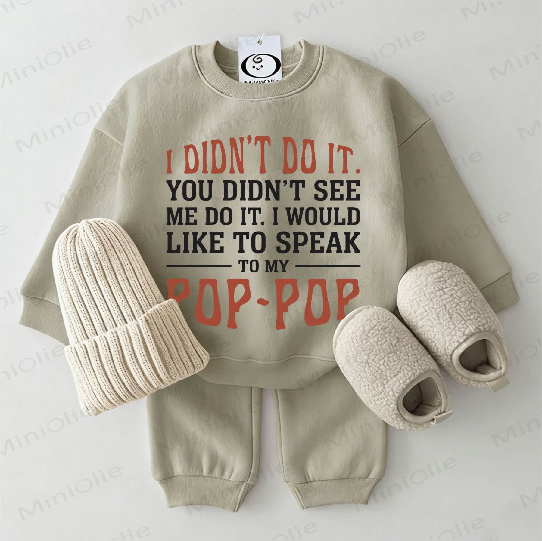 I DIDN'T DO IT. YOU DIDN'T SEE ME DO IT. I WOULD LIKE TO SPEAK TO MY POD.POD Baby Grau Grün Sweatshirt 2-teiliges Set - Grau Grün - 2-3J - image 1
