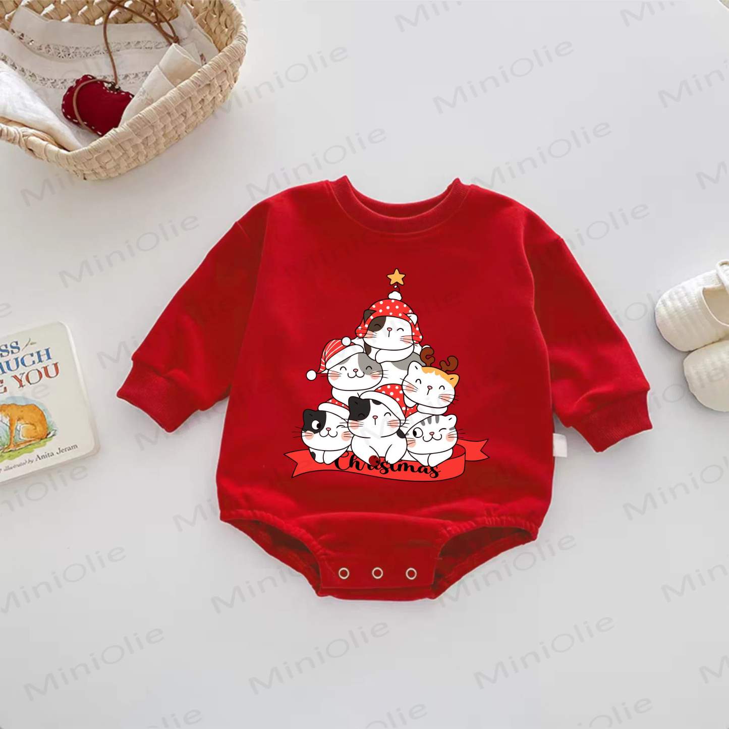 CHRISTMAS Baby Weihnachten Katze Roter Bodysuit - Rot - 18-24M - image 1