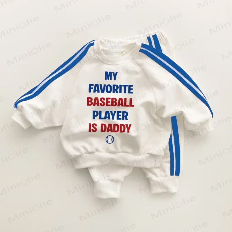 MEIN LIEBLINGS - MY FAVORITE BASEBALL PLAYER IS DADDY Baby Blau 2-teiliges Set - Weiß & Blau - 3-5J - image 1