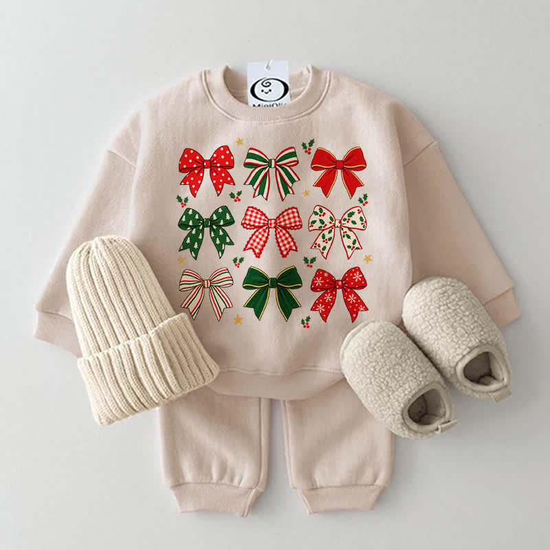 Baby Sweatshirt mit Schleife , 2-teiliges Set - Beige - 2-3J - image 1