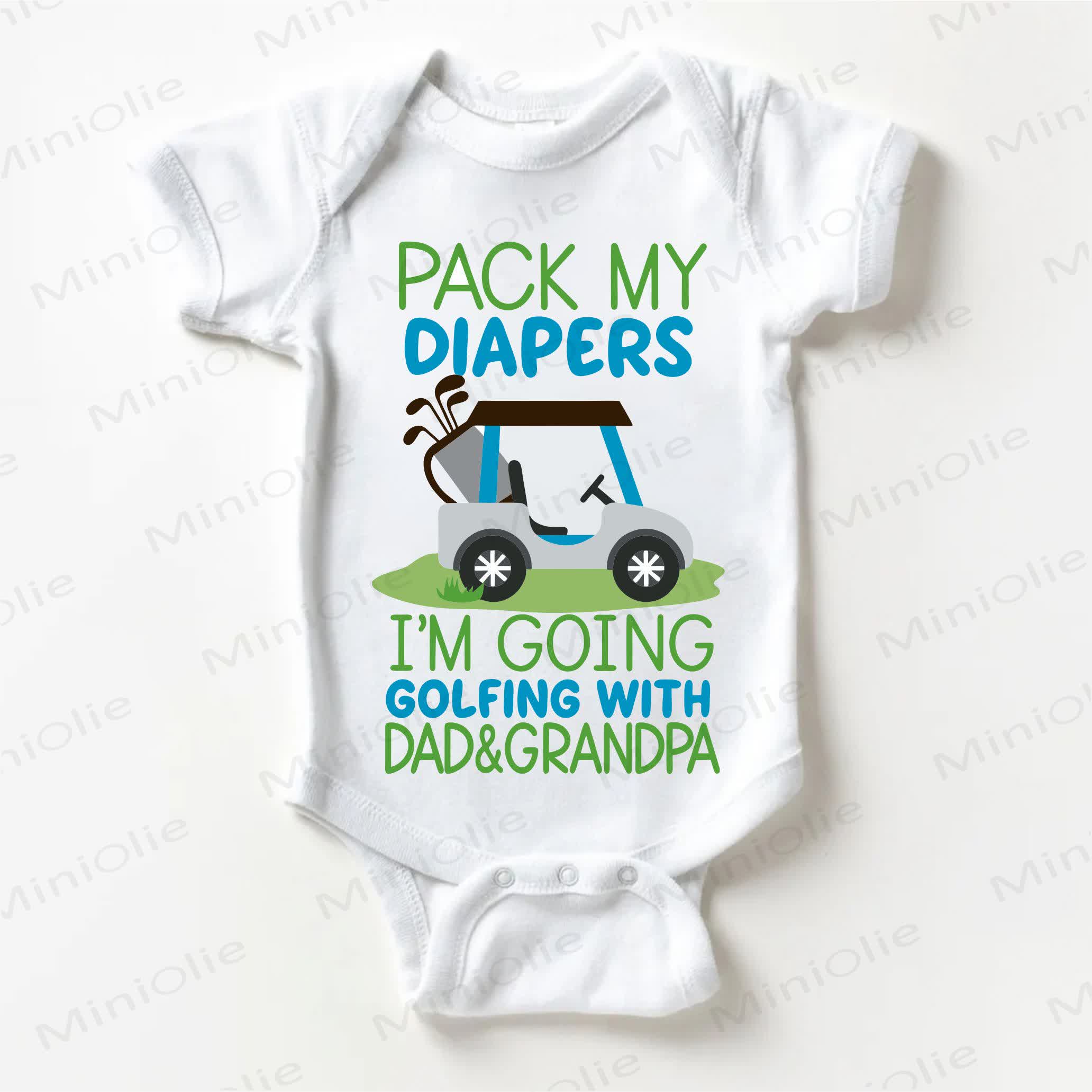 Holt meine Windeln , ich GRAB MY DIAPERS I'M GOING GOLFING WITH DAD & GRANDPA! Weißer Baby - Weiß - 18-24M - image 1
