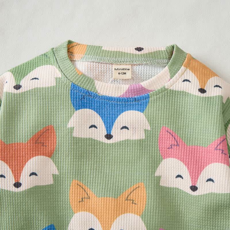 Baby , Mehrfarbig Waffel Set mit Fuchs-Cartoon-Print, 2-teilig - image 2