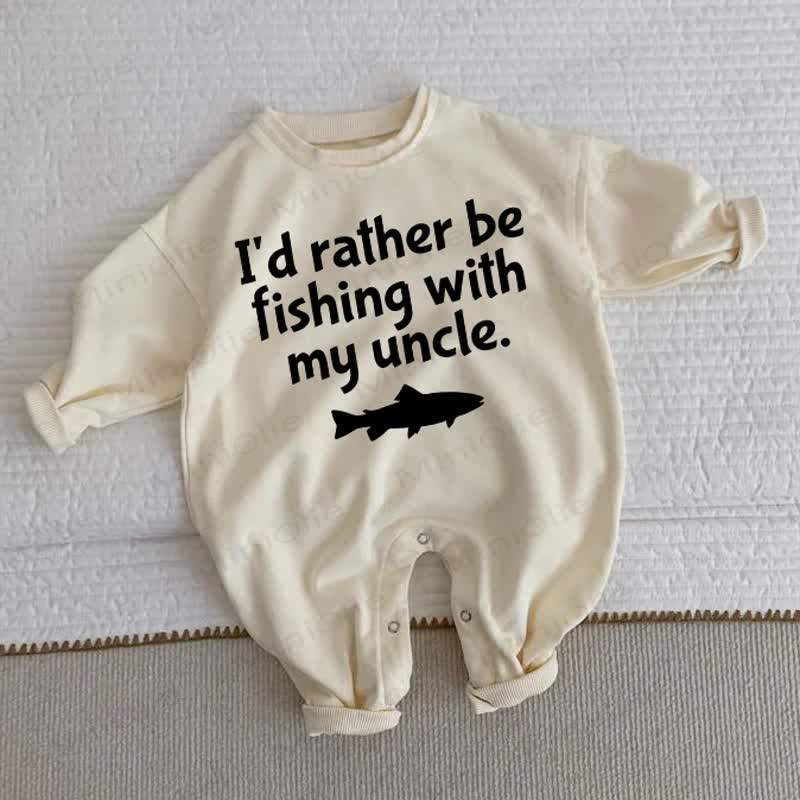 I'D RATHER BE FISHING WITH MY UNCLE. Baby Kleinkind mit Fisch , Beige . - Beige - 2-3J - image 1