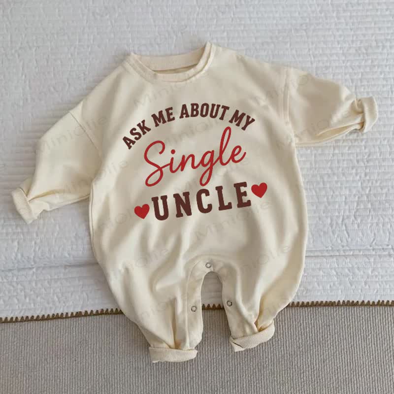 ASK ME ABOUT MY SINGLE UNCLE Baby Kleinkind Herz Beige Strampler - Beige - 2-3J - image 1