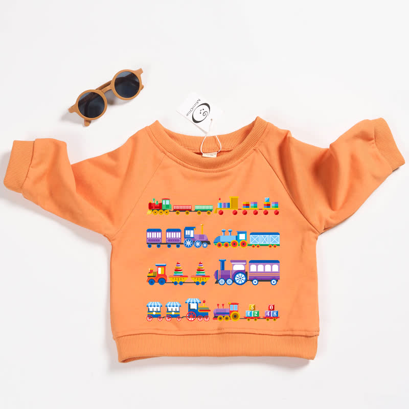 Baby Kleinkind Sweatshirt mit Zugmotiv, orange, - Orange - 3-5J - image 1