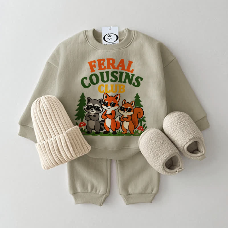 FERAL COUSINS CLUB Baby Tier Sweatshirt Set , 2-teilig - Grau Grün - 2-3J - image 2