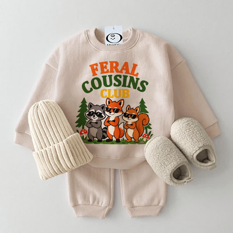 FERAL COUSINS CLUB Baby Tier Sweatshirt Set , 2-teilig - Beige - 2-3J - image 1