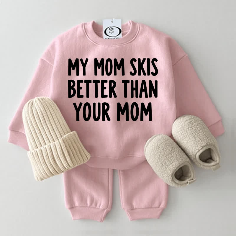 MY MOM SKIS BETTER THAN YOUR MOM Baby Sweatshirt 2-teiliges Set - Rosa - 2-3J - image 2