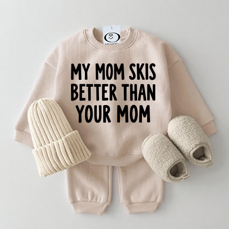 MY MOM SKIS BETTER THAN YOUR MOM Baby Sweatshirt 2-teiliges Set - Beige - 2-3J - image 1