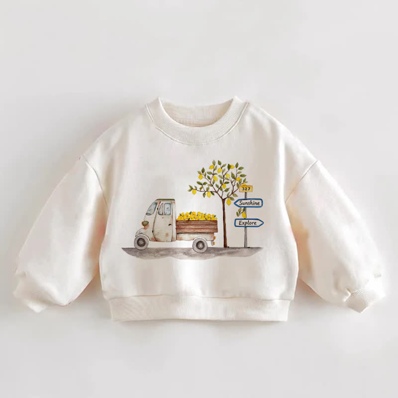 Baby Kleinkind Zitronen- LKW Print Creme Sweatshirt - Creme - 3-5J - image 1