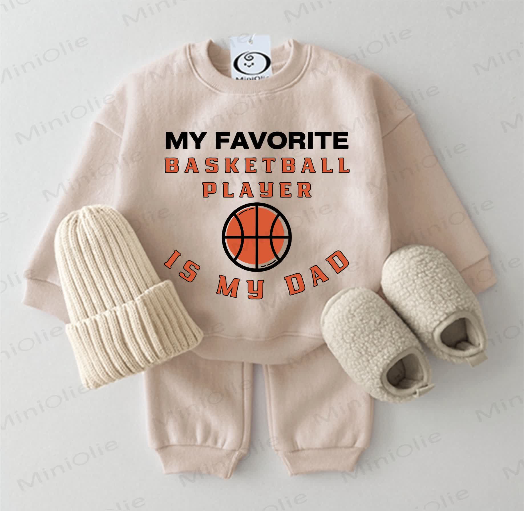 MY FAVORITE BASKETBALL PLAYER IS MY DAD. Baby 2-teiliges Beige Set - Beige - 2-3J - image 1