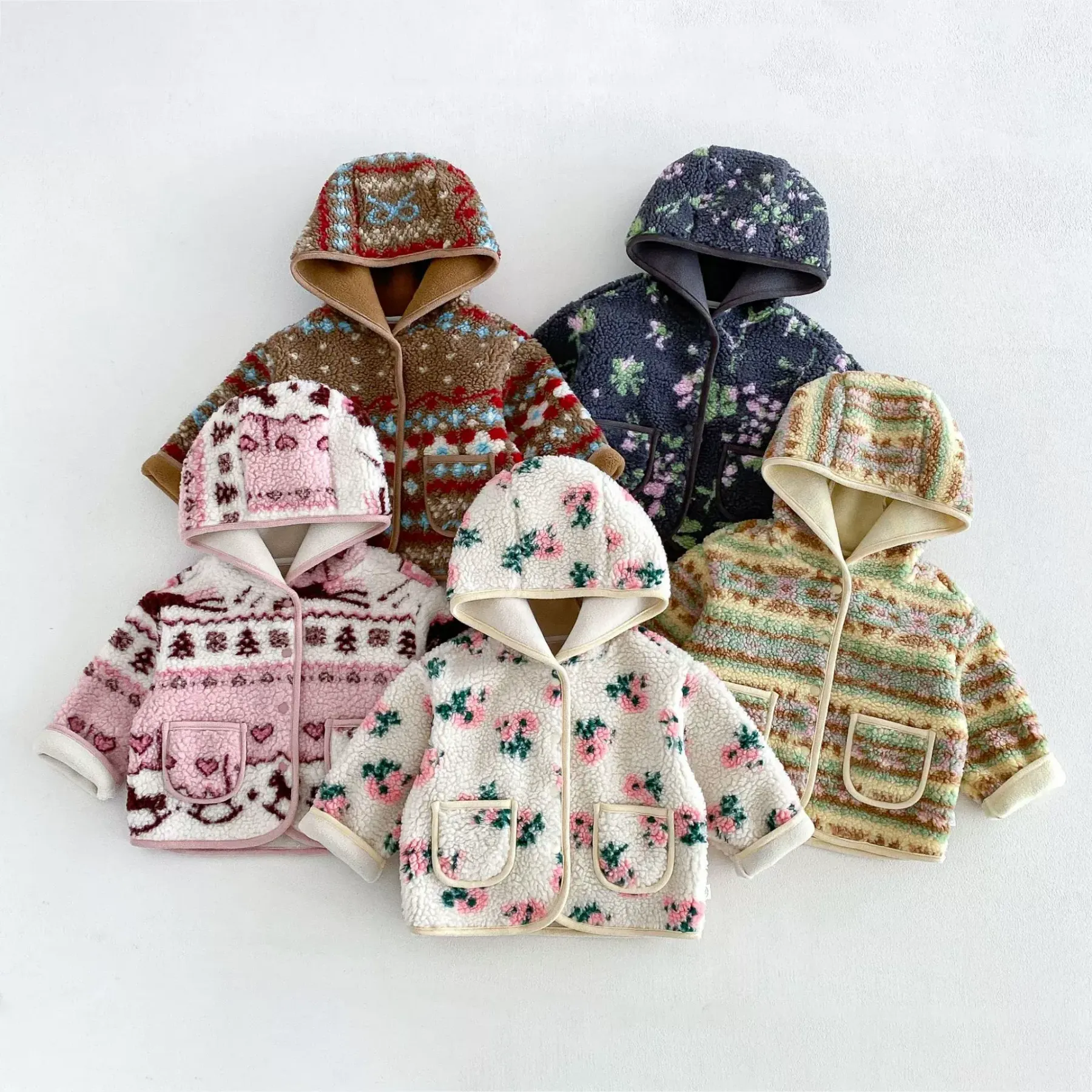 Baby Kleinkind -Mädchen - Vlies mit Blumenmuster und Kapuze - image 1