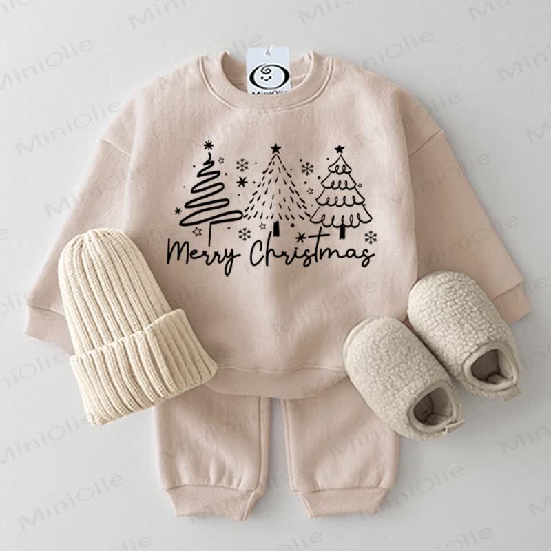 MERRY CHRISTMAS Baby Baum- Sweatshirt 2-teiliges Set - Beige - 2-3J - image 1