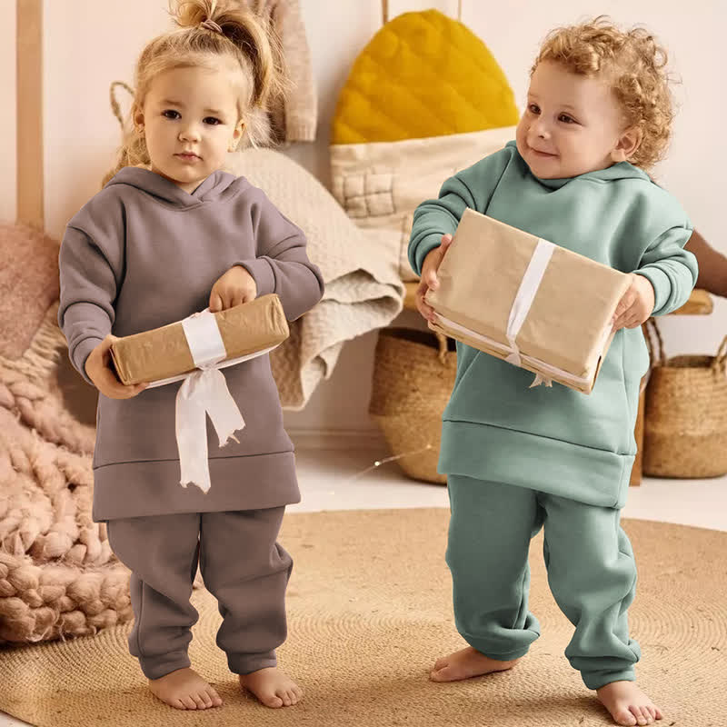 Kuscheliges Vlies Set für Kleinkind : Kapuzenpullover und Hose (2-teilig) - image 1