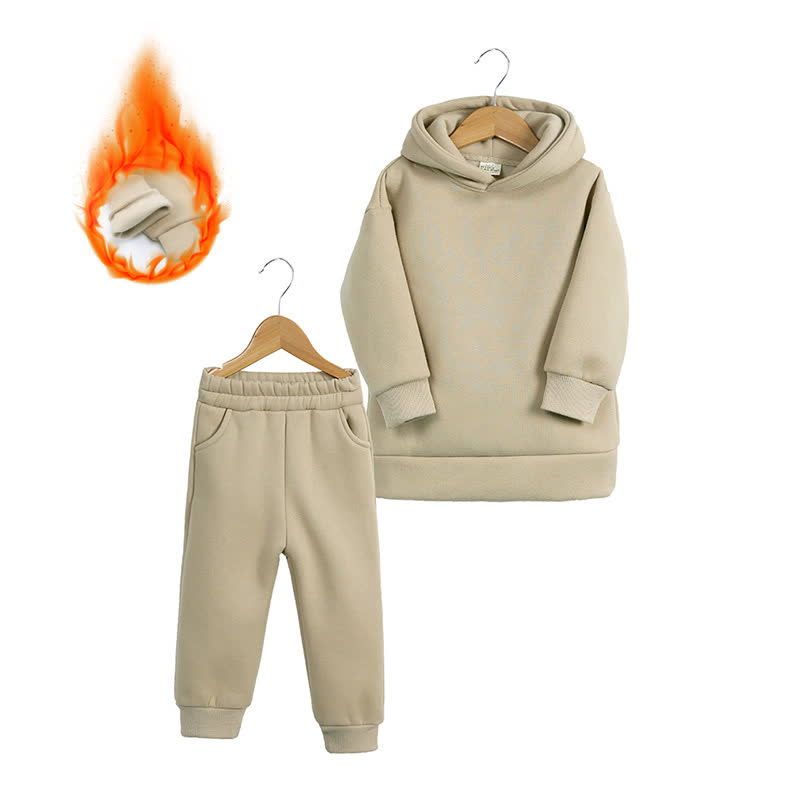 Kuscheliges Vlies Set für Kleinkind : Kapuzenpullover und Hose (2-teilig) - Khaki - 6-7J - image 2