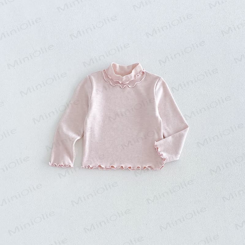 Baby Kleinkind Mädchen T-Shirt mit Rüschenkragen in zarten Pastellfarben - Rosa - 6-7J - image 2