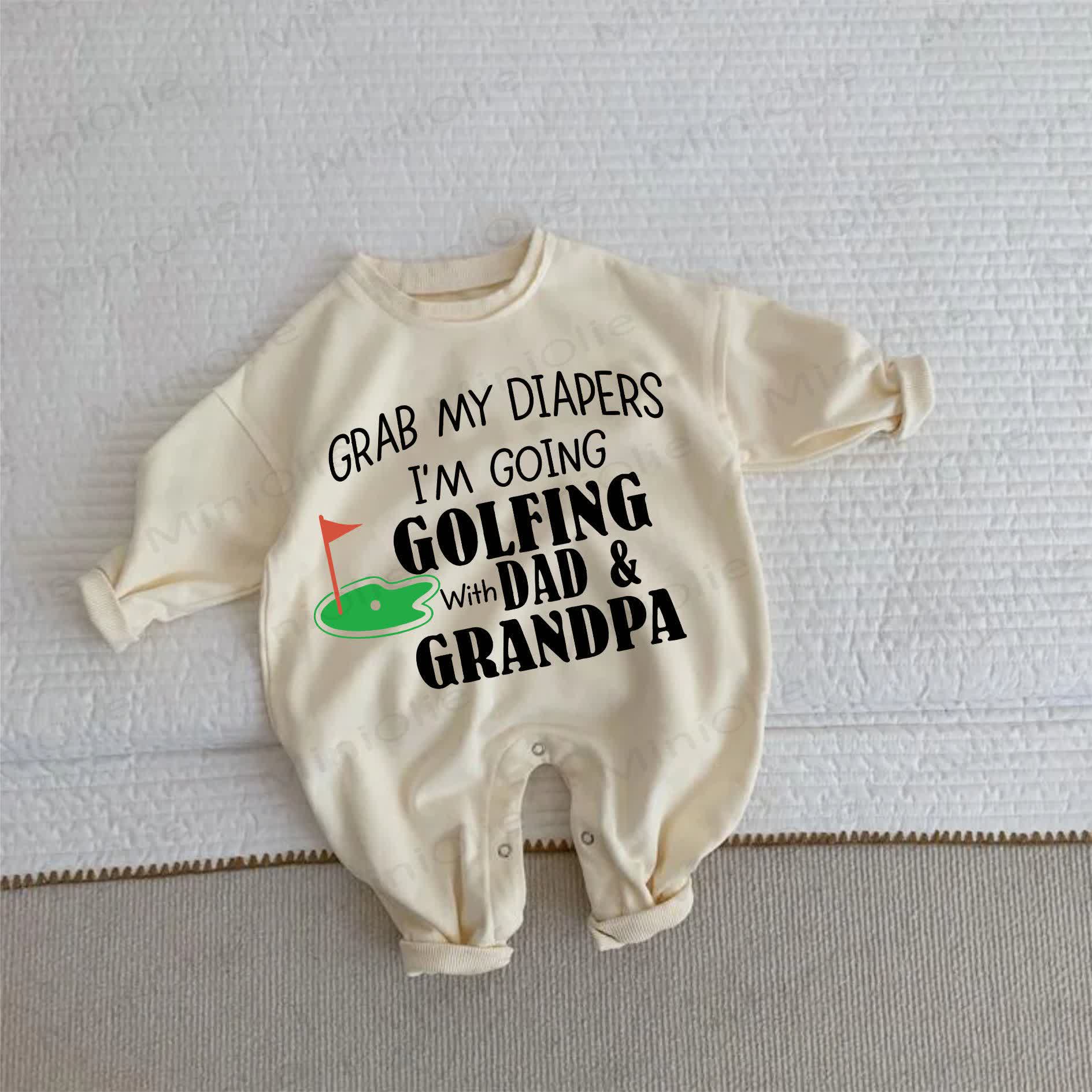 GRAB MY DIAPERS I'M GOING GOLFING WITH DAD & GRANDPA! Baby -Golf- Beige, Strampler - Beige - 2-3J - image 1