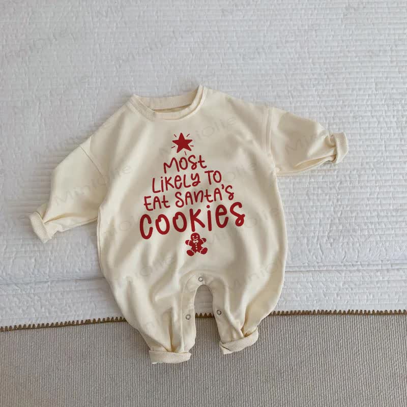 AM MOST LIKELY TO EAT SANTA'S COOKIES Baby Beige Strampler - Beige - 2-3J - image 1
