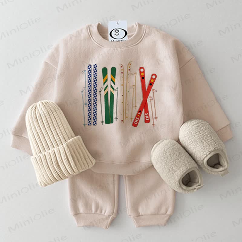 2-teiliges Set aus Baby -Skistöcken und Sweatshirt - Beige - 2-3J - image 1