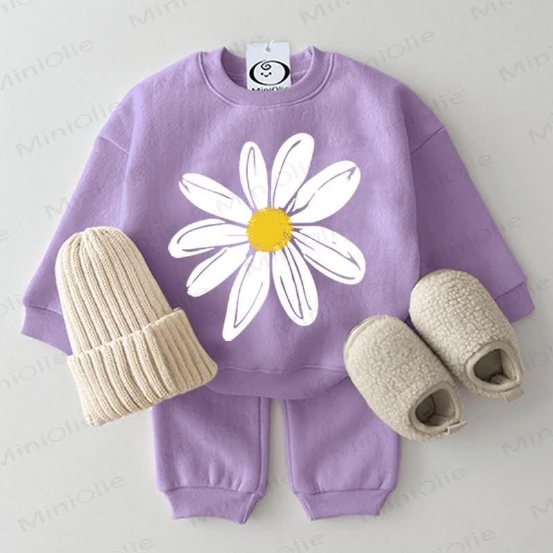 Baby Blume Sweatshirt und Hose , 2-teiliges Set , Lila - Lila - 2-3J - image 1