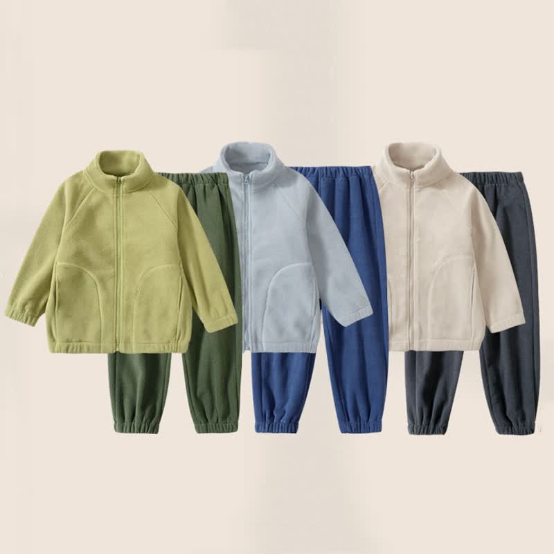 Zweiteiliges Set aus kuscheliger Vlies mit Reißverschluss und Jogginghose für Kleinkind - image 1