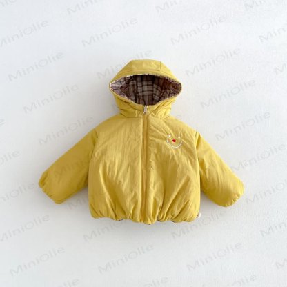 Baby Kleinkind Kapuzenjacke mit Smiley Motiv und Reißverschluss - Gelb - 4-5J - image 3