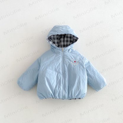 Baby Kleinkind Kapuzenjacke mit Smiley Motiv und Reißverschluss - Blau - 4-5J - image 6