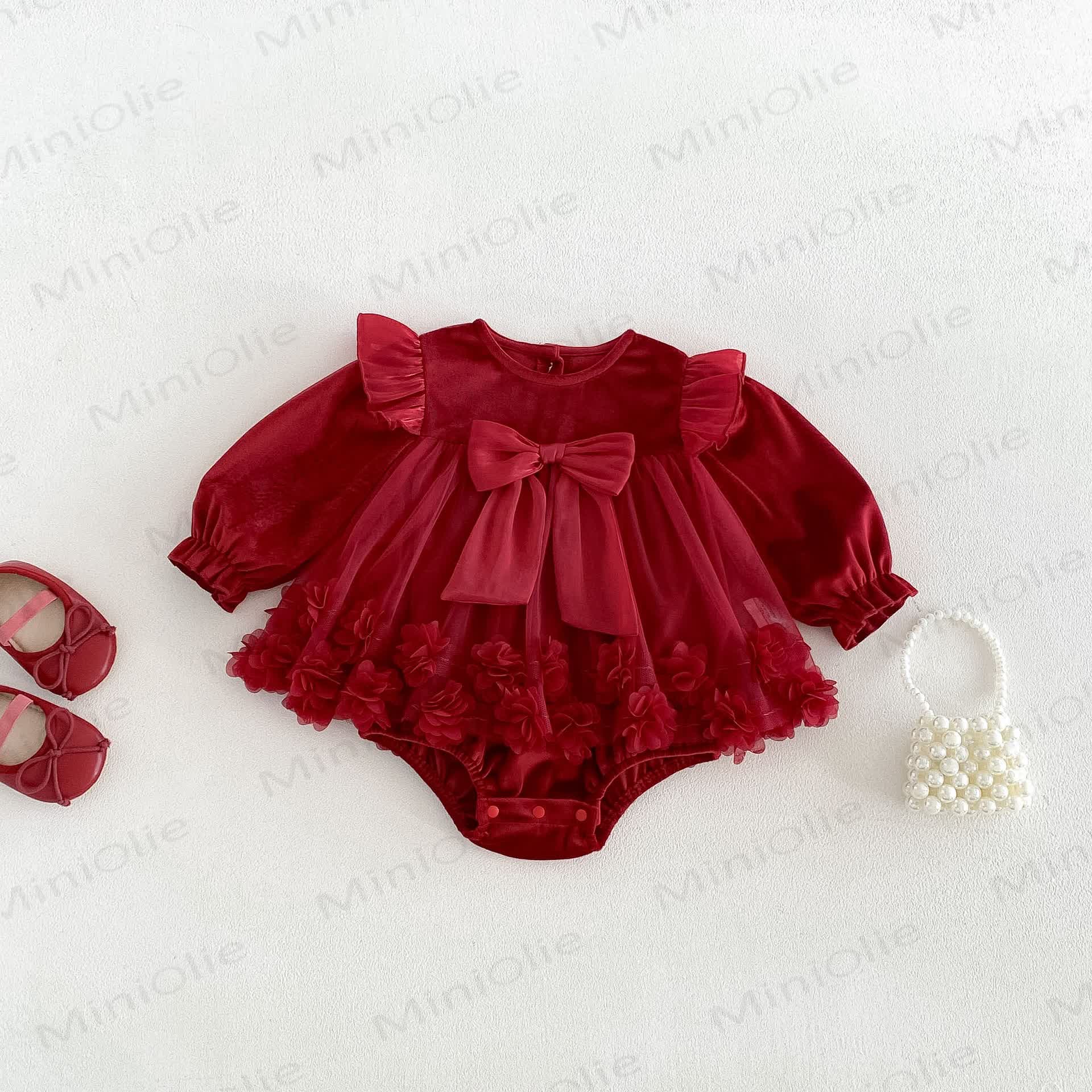 Baby Mädchen Schleife , Kleid - Rot - 18-24M - image 1