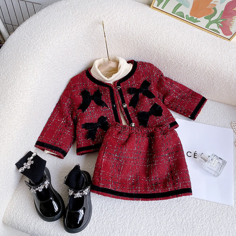 Zweiteiliges Set aus rotem Tweed - Jacke und Rock für Kleinkind - Rot - 8-9J - image 1