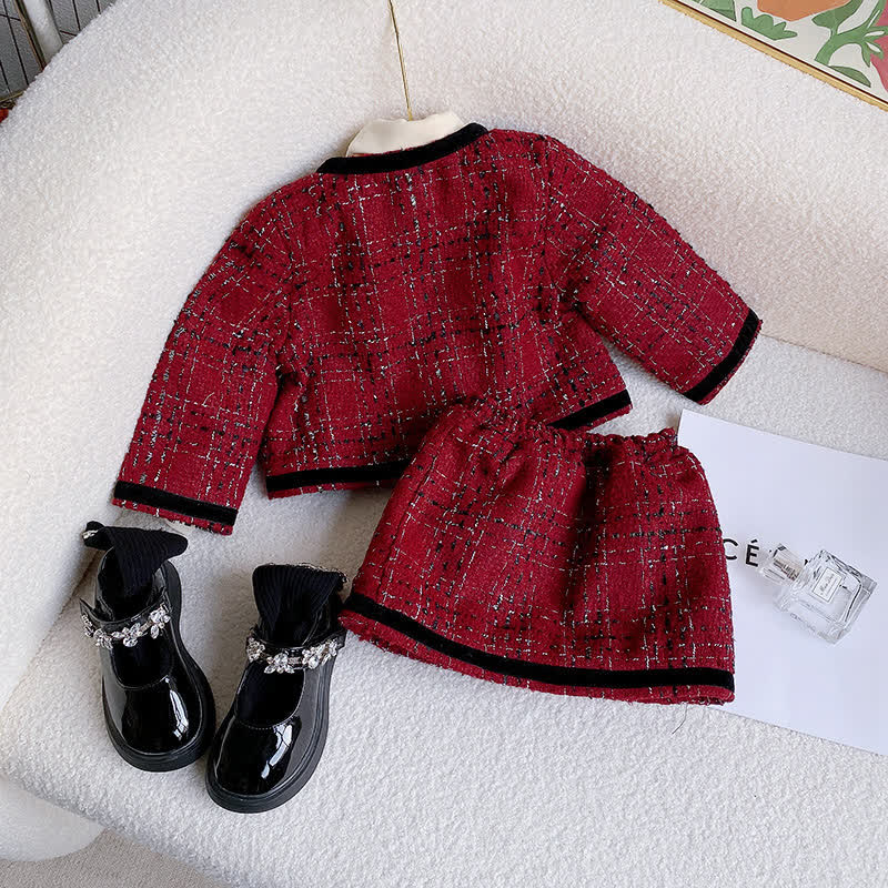 Zweiteiliges Set aus rotem Tweed - Jacke und Rock für Kleinkind - image 2