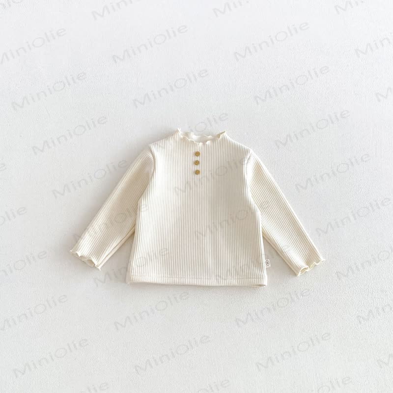 Vlies -T-Shirt für Baby und Kleinkind , Gerippt, mit Knopfleiste, langärmelig - Beige - 6-7J - image 2
