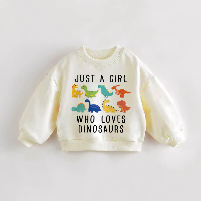 Baby - Kleinkind- Sweatshirt „JUST A GIRL WHO LOVES DINOSAURS - Creme - 3-5J - image 1